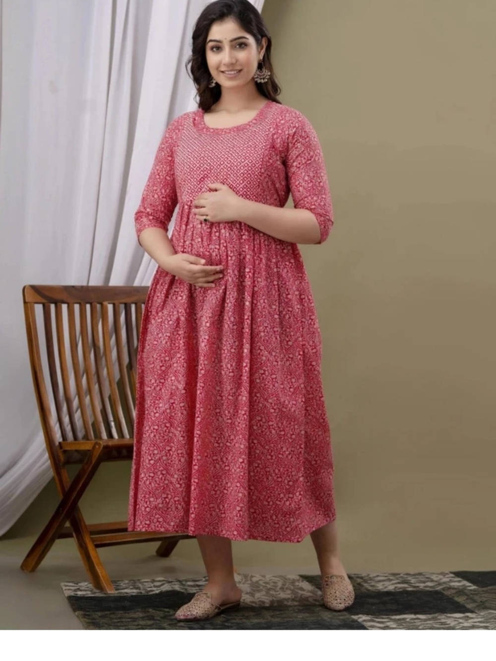 Pure Cotton Maternity Maxi Dress - Comfortable Everyday Fit